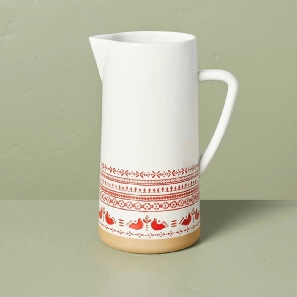 Hearth & Hand Nordic Christmas Fair Isle Stoneware Pitcher Christmas 2023